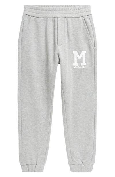Moncler Kids' Monogram Cotton Sweatpants In Grey