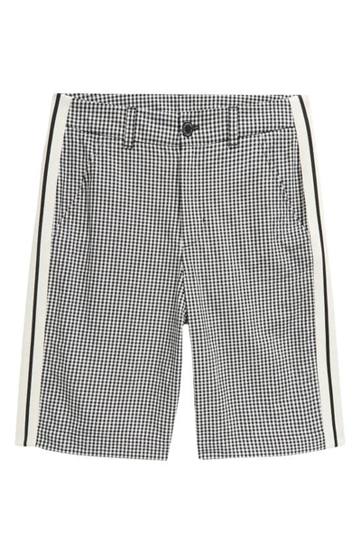 Moncler Kids' Side Stripe Gingham Shorts In Ivory/ Black