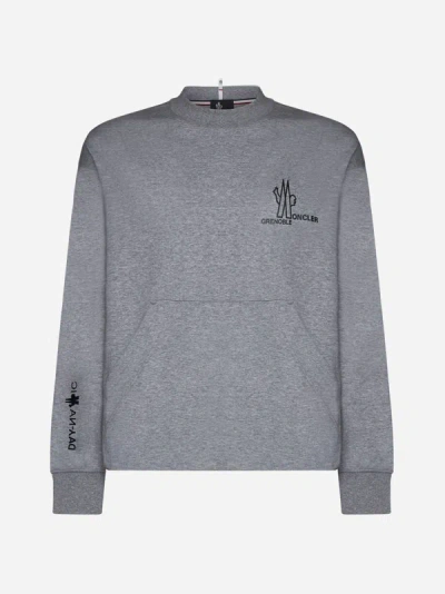 Moncler Logo Cotton Sweatshirt In Grey