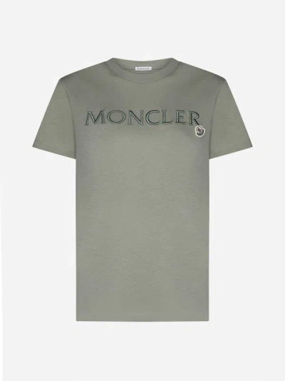 Moncler Logo Cotton T-shirt In Green