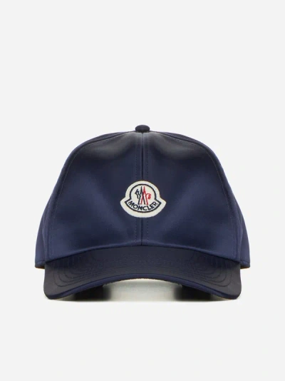 Moncler Logo Nylon Baseball Cap In Blue