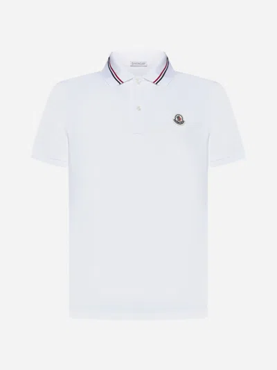 Moncler Logo-patch Cotton Polo Shirt In White