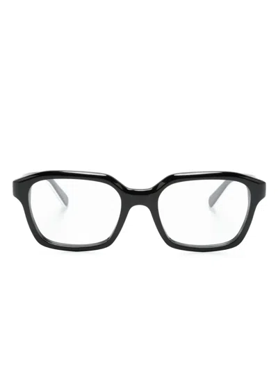 Moncler Logo-plaque Square-frame Glasses In Schwarz