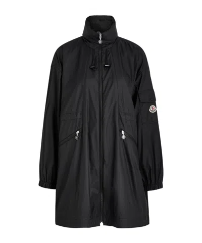 Moncler Long Water-repellent Parka In Black