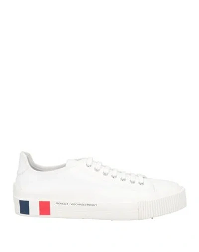 Moncler Man Sneakers White Size 11.5 Leather, Textile Fibers