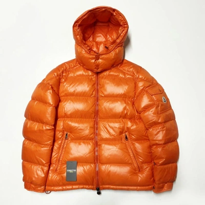 Pre-owned Moncler Maya Mens Puffer Jacket Orange Size 3 M L Large