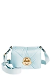Moncler Mini Puf Quilted Nylon Crossbody Bag In Blue