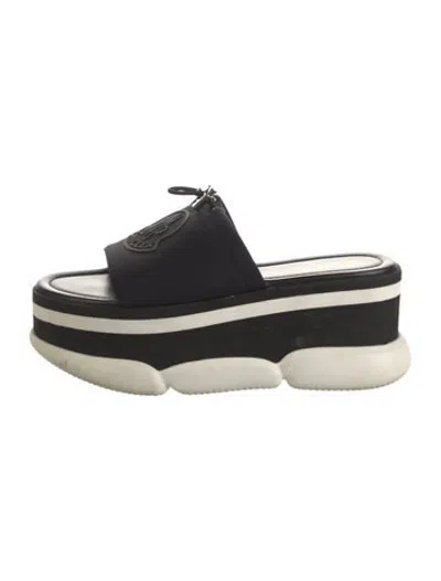 Pre-owned Moncler Neoprene Slides In Black