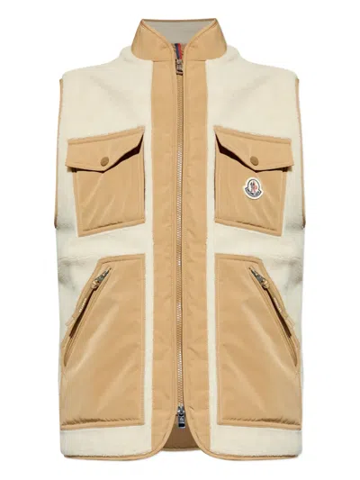 Moncler Pocket Padded Gilet In Neutral