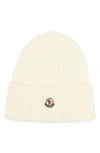 Moncler Rib Virgin Wool Beanie In White