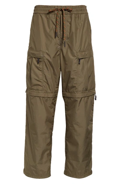 Moncler Ripstop Convertible Cargo Trousers In Thyme