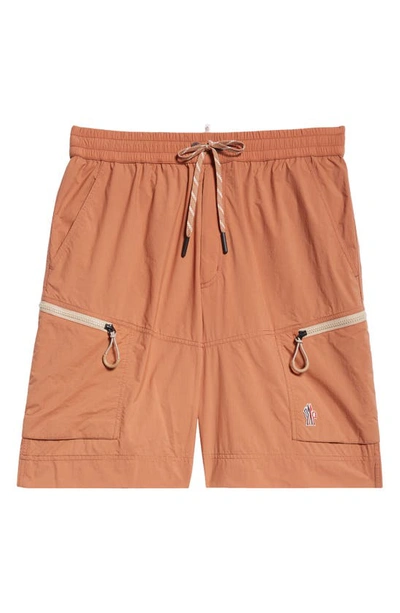 Moncler Ripstop Shorts In Brown Ginger