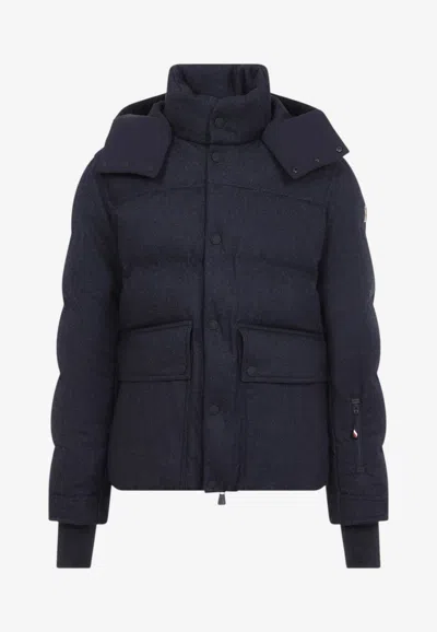 Moncler Servance Wool Hooded Down Ski Jacket In Blue