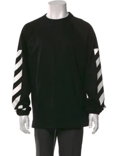 Pre-owned Moncler Striped Crew Neck Sweatshirt In Black