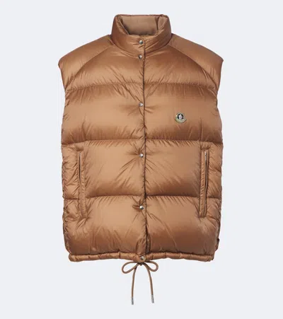 Moncler Tibb Reversible Down Vest In Brown