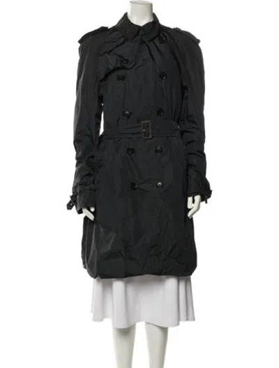 Pre-owned Moncler Trench Coat In Blue