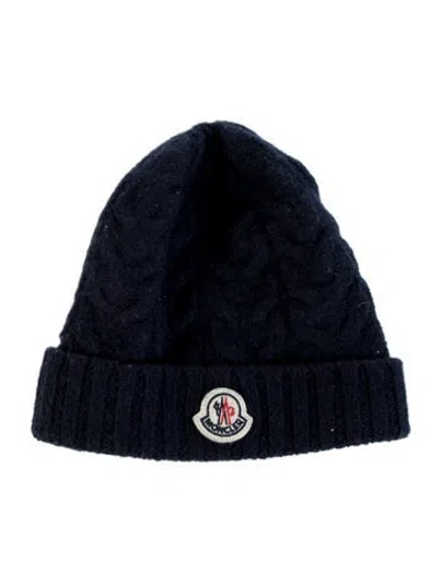Pre-owned Moncler Babies' Virgin Wool Knit Hat In Blue