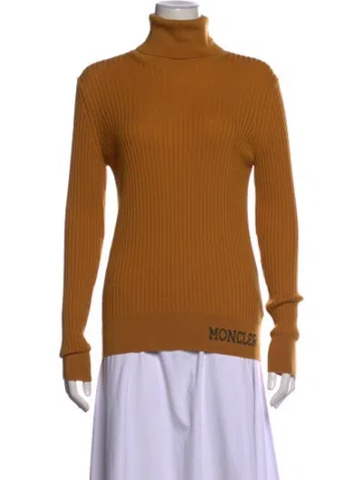 Pre-owned Moncler Virgin Wool Turtleneck Sweater In Yellow