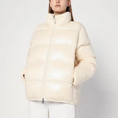 Moncler White Abbadia Puffer Jacket In Lacquered Nylon
