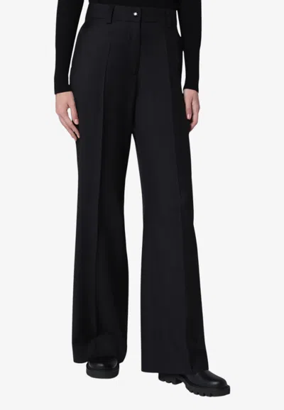 Moncler Wide-leg Wool Pants In Black