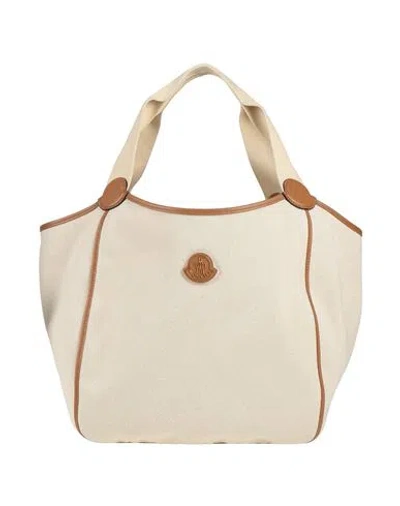 Moncler Woman Handbag Beige Size - Cotton, Polyamide, Calfskin In Neutral