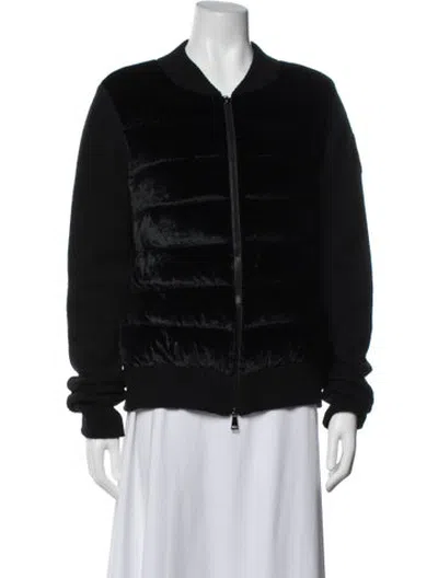 Pre-owned Moncler Wool Bomber Jacket In Black