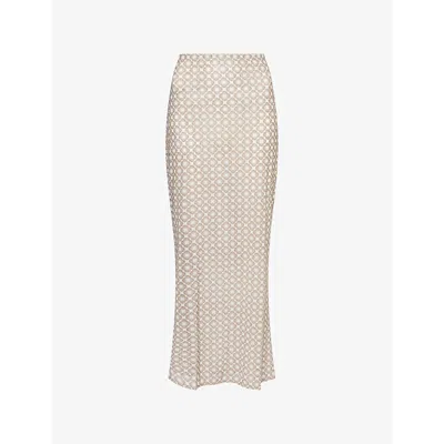 Monday Womens Fontelina Patterned Stretch-woven Maxi Skirt Tile Geo