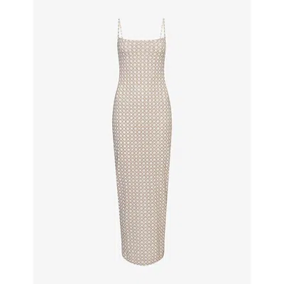 Monday Womens Provence Printed Stretch-woven Maxi Dress Tile Geo