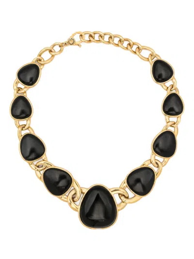 Pre-owned Monet 1990s Stone-chain Necklace In Gold
