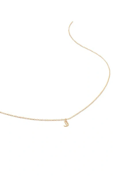 Monica Vinader Small Initial Pendant Necklace In 14kt Solid Gold - J