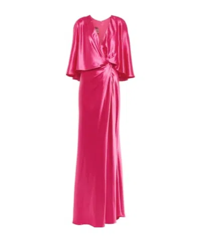 Monique Lhuillier Draped Satin Gown In Pink