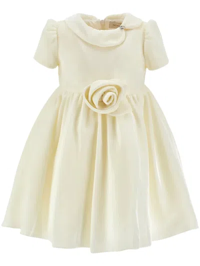 Monnalisa Girl Mini Dress In Ivory