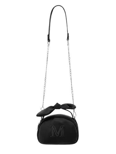 Monnalisa Girls Faux Leather Crossbody Bag With Bow Detail In Navy