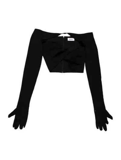 Pre-owned Monot Off-the-shoulder Long Sleeve Crop Top In Black