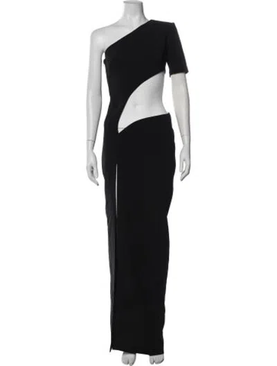Pre-owned Monot One-shoulder Long Dress In Black