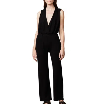 Monrow Supersoft 70's Jumpsuit In Black