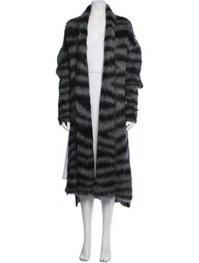 Pre-owned Monse Alpaca Striped Faux Fur Coat In Black