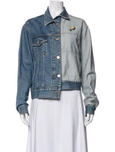 Pre-owned Monse Colorblock Pattern Denim Jacket In Blue