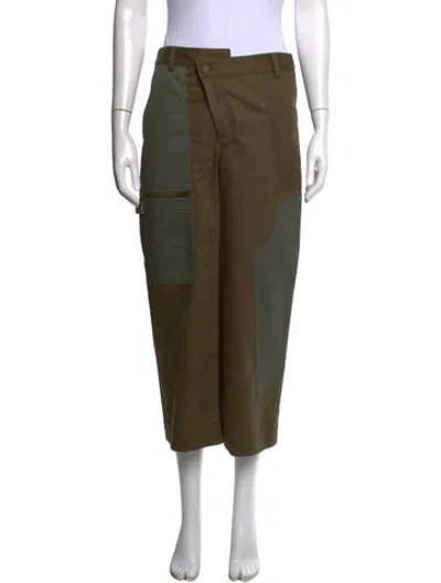 Pre-owned Monse Colorblock Pattern Straight Leg Pants In Green