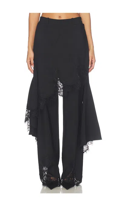 Monse Deconstructed Tailored Lace Hem Skirt Trouser In Black