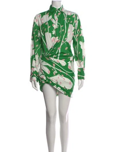 Pre-owned Monse Floral Print Mini Dress In Green