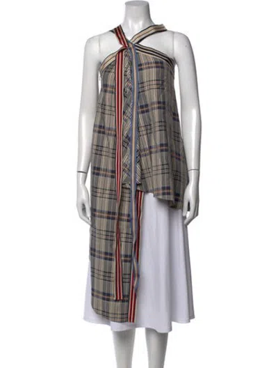 Pre-owned Monse Plaid Print Halterneck Top In Neutrals