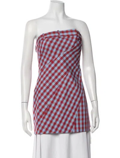 Pre-owned Monse Plaid Print Off-the-shoulder Top In Multicolor