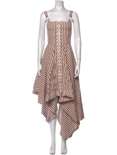 Pre-owned Monse Striped Long Dress In Brown