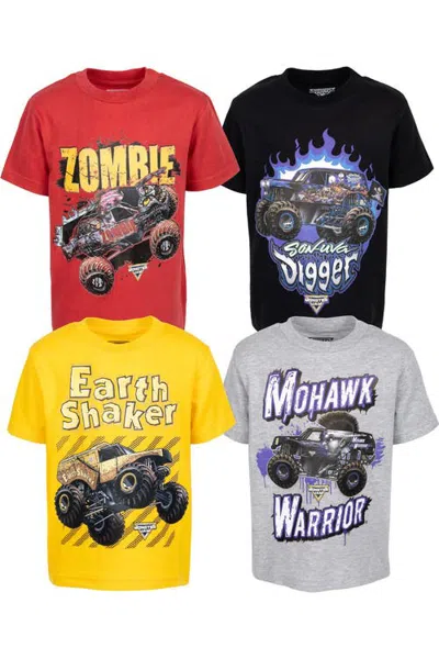 Monster Jam Kids'  4-pack Short Sleeve Tees In Animal Print
