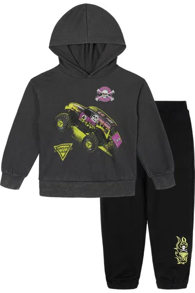 Monster Jam Kids'  Fleece 2-piece Hoodie And Pants Set In Gray