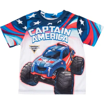 Monster Jam Kids'  Marvel's Monster Trucks Short Sleeve T-shirt In Blue