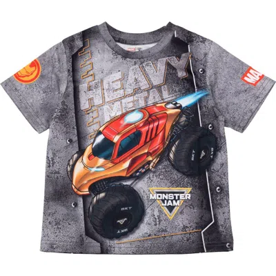Monster Jam Kids'  Marvel's Monster Trucks Short Sleeve T-shirt In Gray