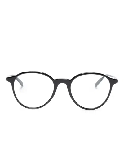 Montblanc Logo-plaque Round-frame Glasses In Black