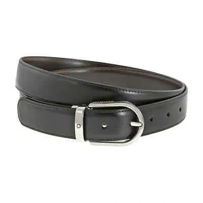 Pre-owned Montblanc Reversible Black/brown Leather Belt 128135